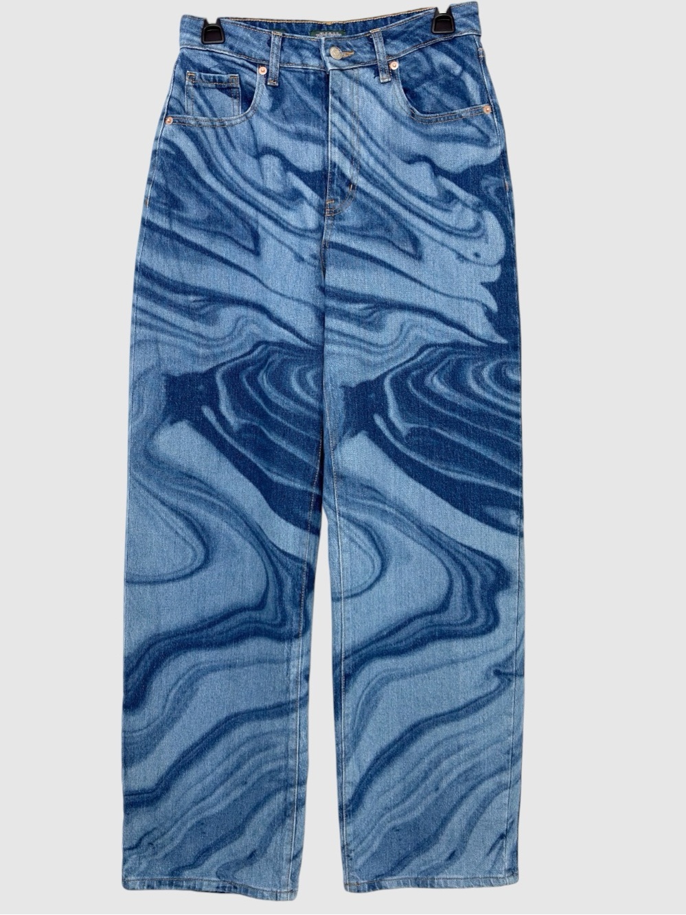 Wild Fable Baggy Wide Leg Jeans Blue Fluid Print Swirl Warped Psychedelic Y2K S